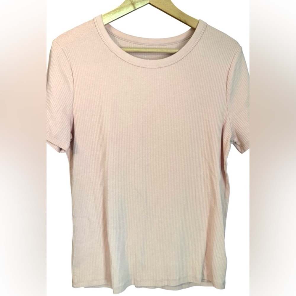 a new day Pale Blush Pink Ribbed Short Sleeve Tee T Shirt - Picture 2 of 8